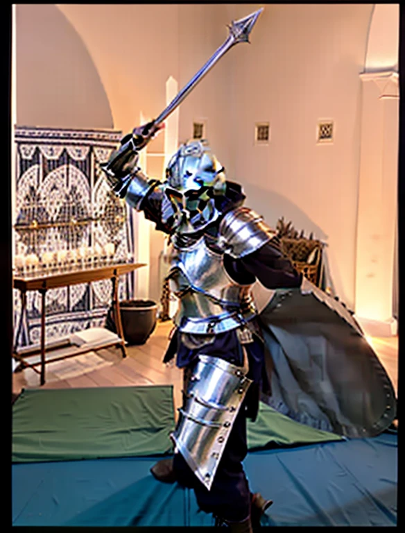 arafed knight in full armor with sword and shield in a room, dressed as a knight, posing like a knight, knight in armor dance popping, holy medieval crusader, holy crusader medieval, holy crusader medieval knight, medieval holy crusader knight, as a medieval fantasy character, sqare-jawed in medieval clothing, (((knight))), medieval!!, medieval knight, make him naked and do not change his face