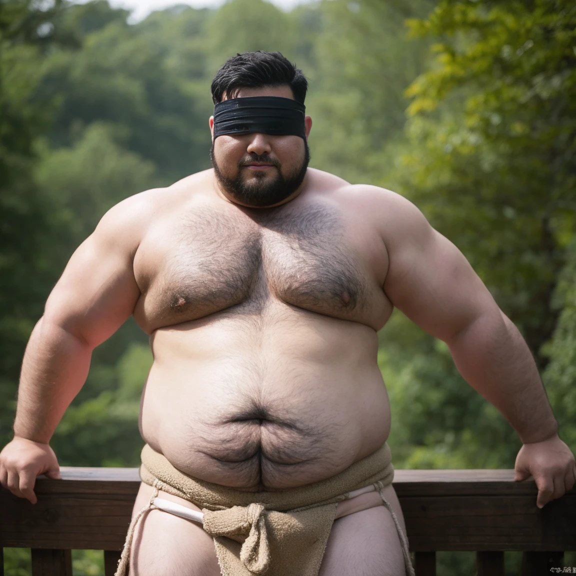 Fat 警察官 male性, Weight is over 100kg, You seem kind., blindfolded and covering eyes, his jacket is open, interested in sexual desire, ;興奮している Fat, upper body visible, pot belly, Fat, short hair, loincloth, male, fat belly, loincloth, , late 30s, sloppy belly, male, Chubby, plump belly, big body