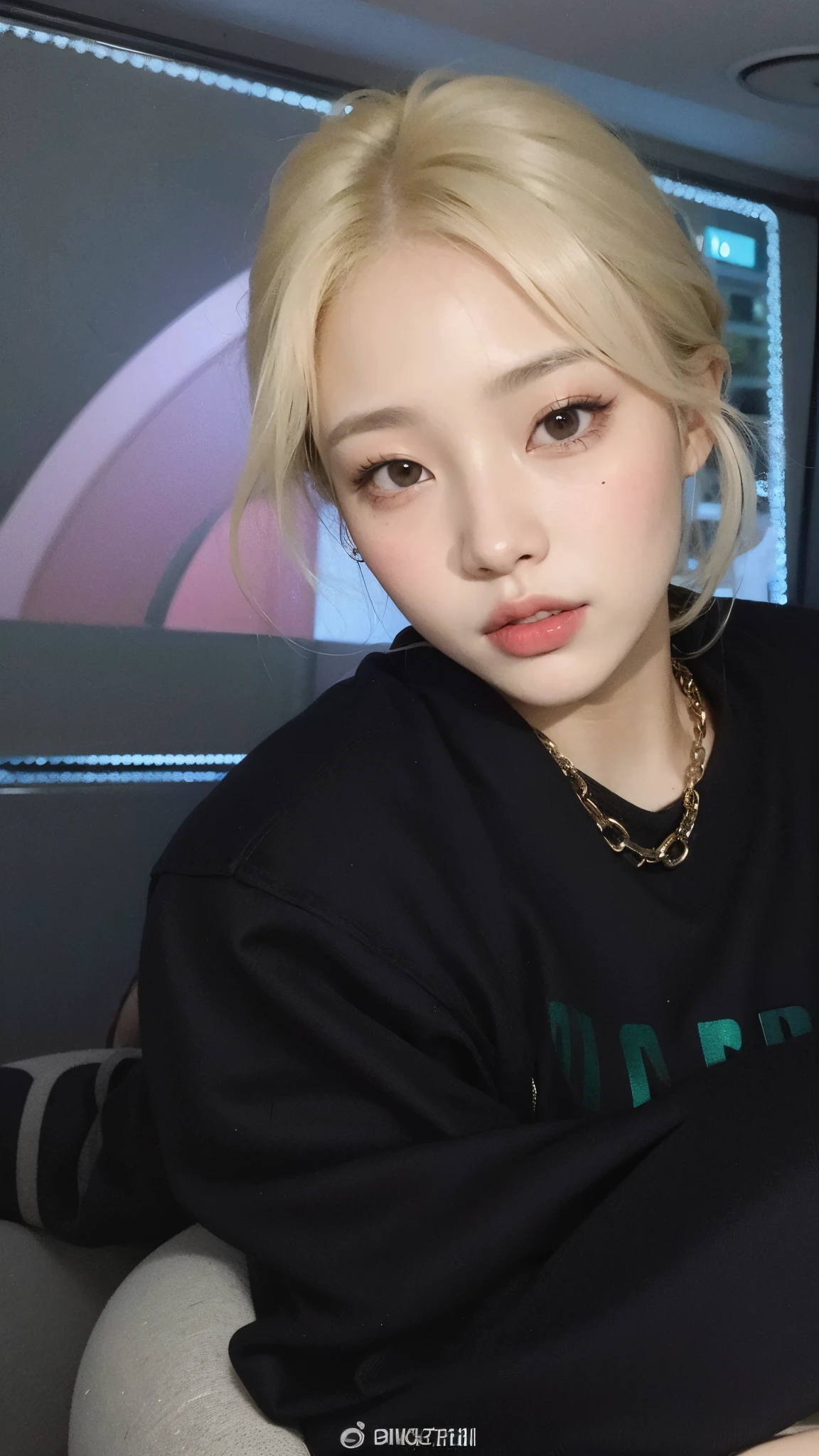um close up de uma pessoa sentada em uma cadeira com um controle remoto, Ulzzang, Jinyoung Shin, retrato de Kim Petras, Retrato de Jossi do Blackpink, cruel korean goth girl, Heonhwa Choe, Sun Yunjoo, cabelo com franja branca, parque roseanne de blackpink, jaeyeon nam, coreana, taejune kim, imagem de perfil