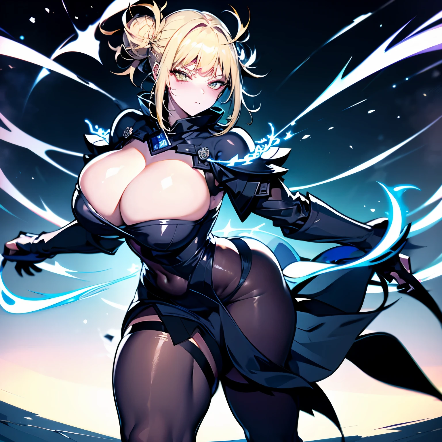 great quality, (1 women), very focused face, himiko toga, diamond face, perfect eyes, (standing), (wearing mage robe), mage robe, magic, (casting), blonde pony tail, strong shadows, full body, detailed face, (casting spell), blue flashes of light, blue sparks, in battle, detailed abs, shinying eyes, (masterpiece), direct light, underlight, strong jaw, (large boobs), massive ass, thick thighs, (long torso), wide waist, skinny torso, fit, perfect face, sexy, (blushing), 