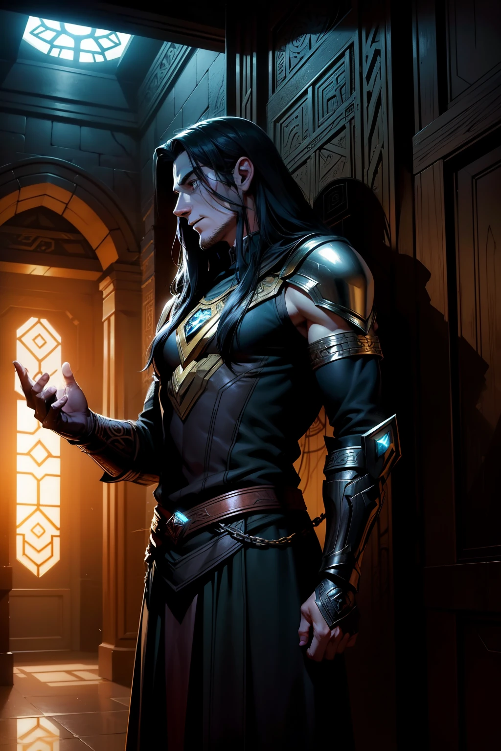In the dimly lit corridors of the ancient realms of Asgard, a deeply ominous shadow loomed, its edges barely discernible against the ethereal glow of the runes that adorned the walls. A prophecy was about to be fulfilled, a destiny long foretold, and Loki, the god of mischief and trickery, couldn't help but feel the cold grasp of fate around his shoulders.
His cunning eyes glinted in the dim light, reflecting the intricate patterns of Asgardian gold and crystal that surrounded him. The echoes of his laughter seemed to resonate through the corridor, a stark contrast to the heavy silence that
