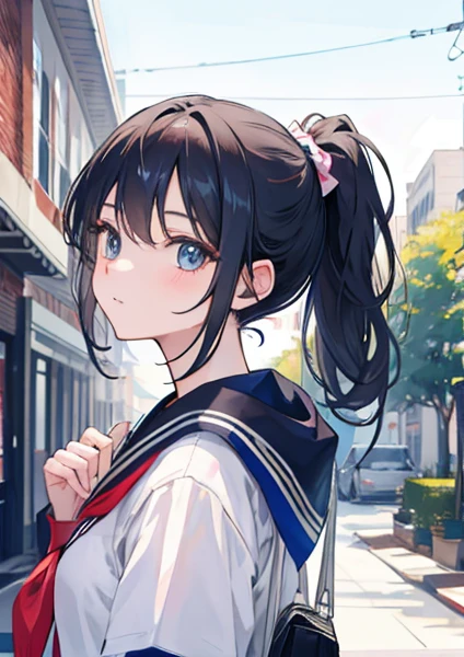 1 girl,campus,ponytail,Proud