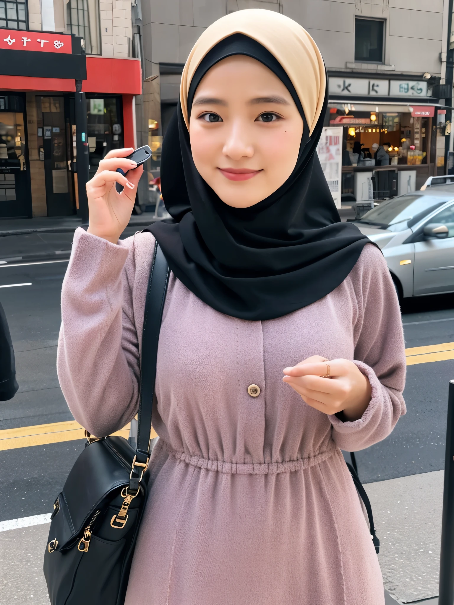 hijab, dress, Tokyo tower