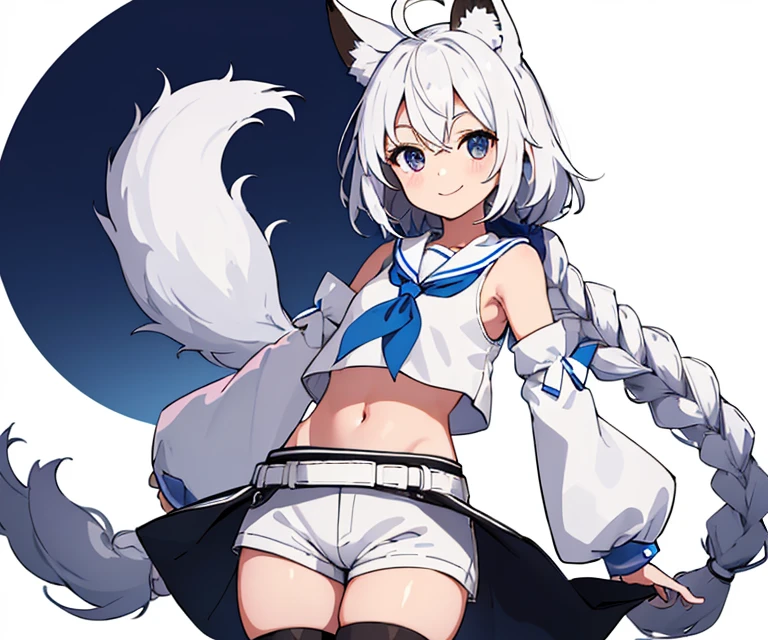 best quality, kemono, anime, female, furry, anthro, full body, solo, :d, ^_^, ahoge, nsfw, collared, exposed pussy, animal_ear_fluff, animal_ears, bangs, bare_shoulders, blush, closed_eyes, detached_sleeves, wolf_ears, wolf_girl, fox_tail, stockings, hair_between_eyes, hood, hoodie, long_hair, open_mouth, simple_background, smile, solo, swaying, tail, upper_body, virtual_youtuber, white_background, white_hair, white_hoodie, white_sleeves