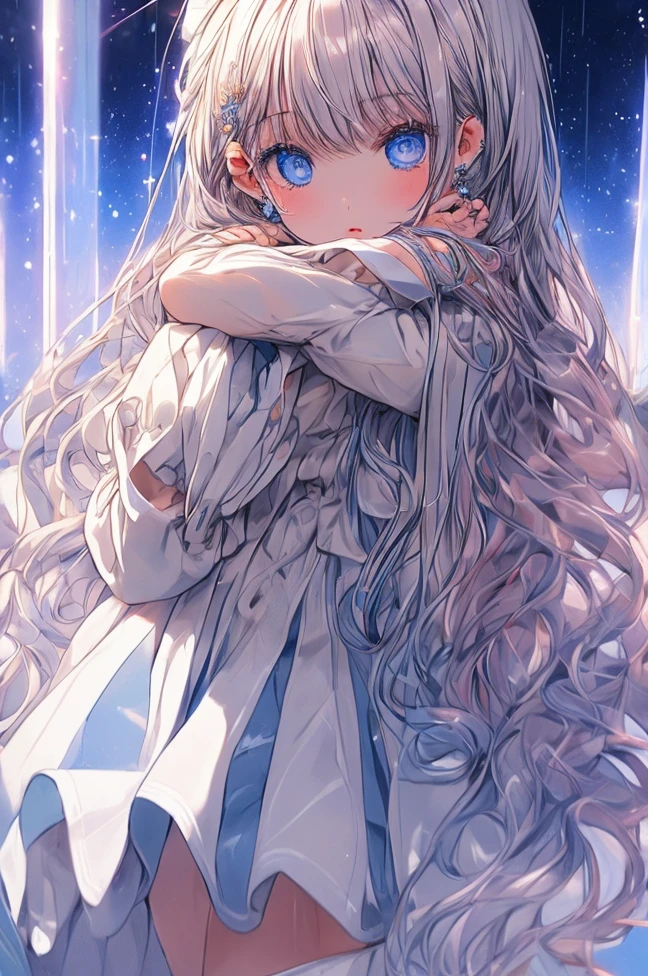 (masterpiece:1.3), (best quality:1.1), ((1 girl)), ((alone)), (Detailed eyes and detailed face:1.3), (beautiful clear background:1.2), blue eyes, White shirt , White pleated skirt,White pantyhose, Raise your legs high, whole body, permanent, hands in pockets, boring, depth of field, bedroom, (illustration:1.1), (extremely delicate and beautiful:1.1), (perfect details:1.1), (), ,facing the audience, Upper body, focus on face