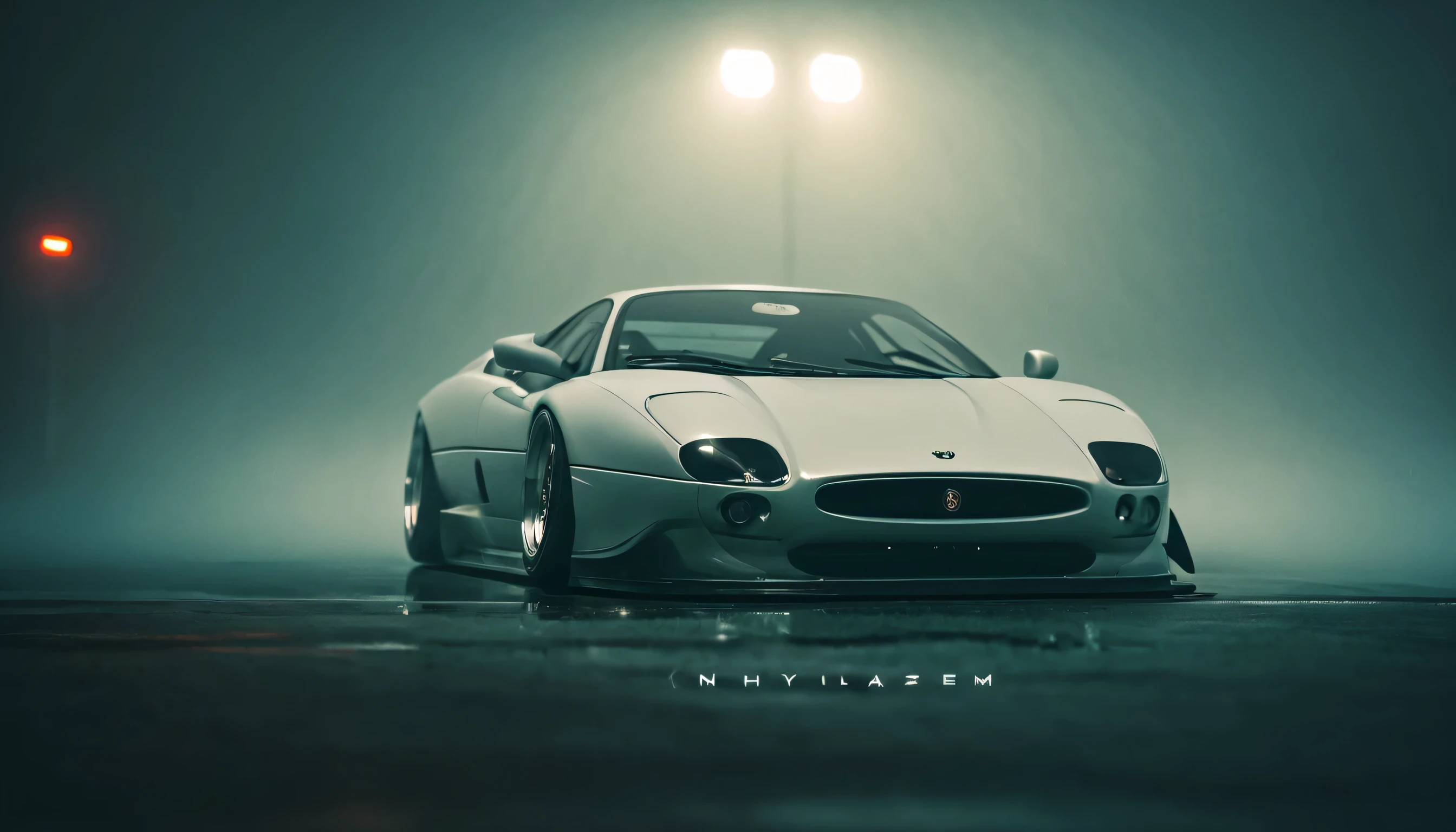(intrincated details:1.2), (photorealistic), (masterpiece), (photography), cinematic lighting, cyberpunk city, fog, Jaguar XJ220	England	1992-1994, ground vehicle, motor vehicle, no humans, scenery, solo, vehicle focus, night time, front quarter, liberty walk wide body, widebody