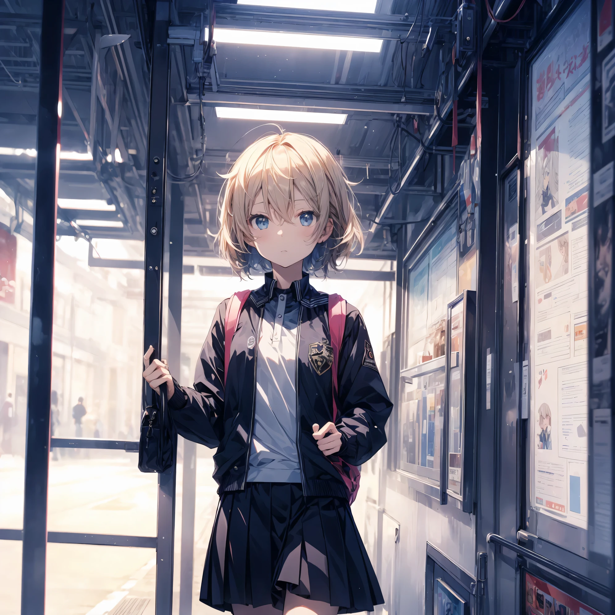 ultra-Top-quality, ultra-detailed, high resolution, anime moe artstyle, best anime 8k konachan wallpaper, pixiv contest winner, perfect anatomy, break,(Please draw a girl walking sleepily to school alone. ),break, a hyperrealistic schoolgirl, (Solo,Loli, child,13-year-old:1.3),Full limbs, complete fingers,a junior high school student, androgynous charm, (very short hair), messy hair, flat chest, Small butt, groin, Small black eyes,beautiful detailed eyes, well-proportioned iris and pupils, disgusted eyes, highres detailed hair, school Uniform, (skirt), in the School commute route. break,super detailed skin, Best lighting powered by famous artist, 8k, illustration,