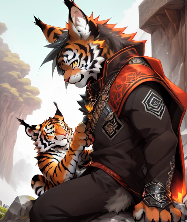 anime cat with yellow eyes sitting on a rock, sfw version, detailed digital anime art, anthropomorphic lynx, advanced digital anime art ”, of anthro leopard warlock, detailed anime character art, anthro art, detailed anime art, high definition anime art, armored cat, furry fantasy art, tiger_beast, badass anime 8 k, anthropomorphic tiger