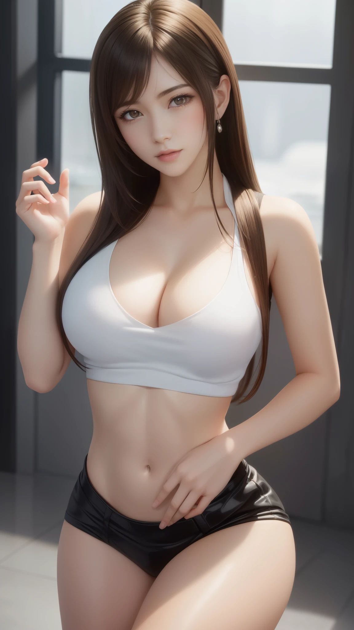 (top quality, masterpiece: 1.1), (real: 1.4), rest
(((FF7))) (((Tifa))),((1 person:1.4))(1 girl:1.2),Super detailed face, delicate eyes,((light brown hair, big breasts: 1.2)), rest
(((FF7))) (((Tifa))),(Good morning:1.2),Nipples are visible:1.2,(Not wearing) (Small but beautiful hard nipples),(Glossy Oiled Skin: 1.4), Around 18 years old,