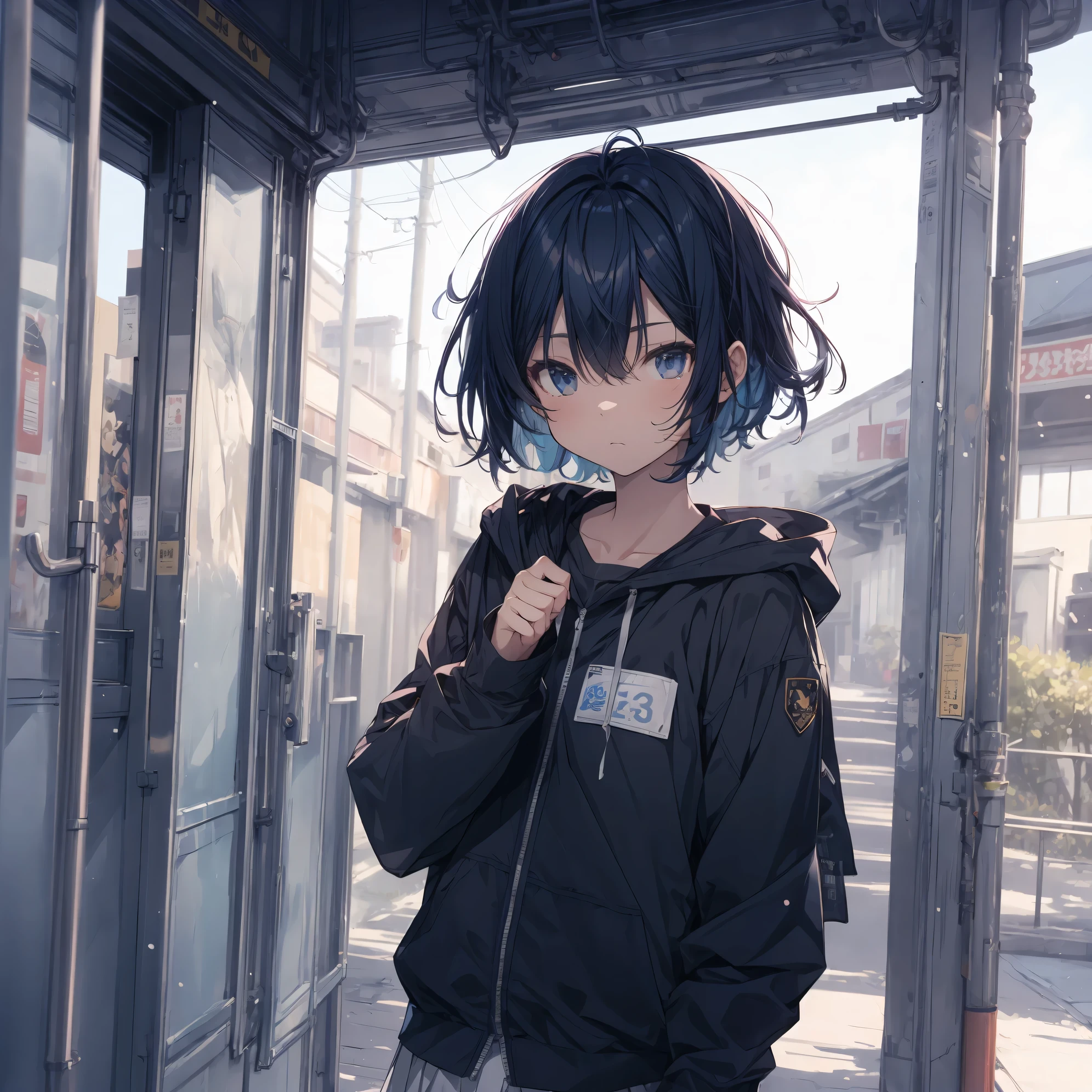 ultra-Top-quality, ultra-detailed, high resolution, anime moe artstyle, best anime 8k konachan wallpaper, pixiv contest winner, perfect anatomy, break,(Please draw a girl walking sleepily to school alone. ),break, a hyperrealistic schoolgirl, (Solo,Loli, child,13-year-old:1.3),Full limbs, complete fingers,a junior high school student, androgynous charm, (very short hair), messy hair, flat chest, Small butt, groin, Small black eyes,beautiful detailed eyes, well-proportioned iris and pupils, disgusted eyes, highres detailed hair, school Uniform, (skirt), in the School commute route. break,super detailed skin, Best lighting powered by famous artist, 8k, illustration,