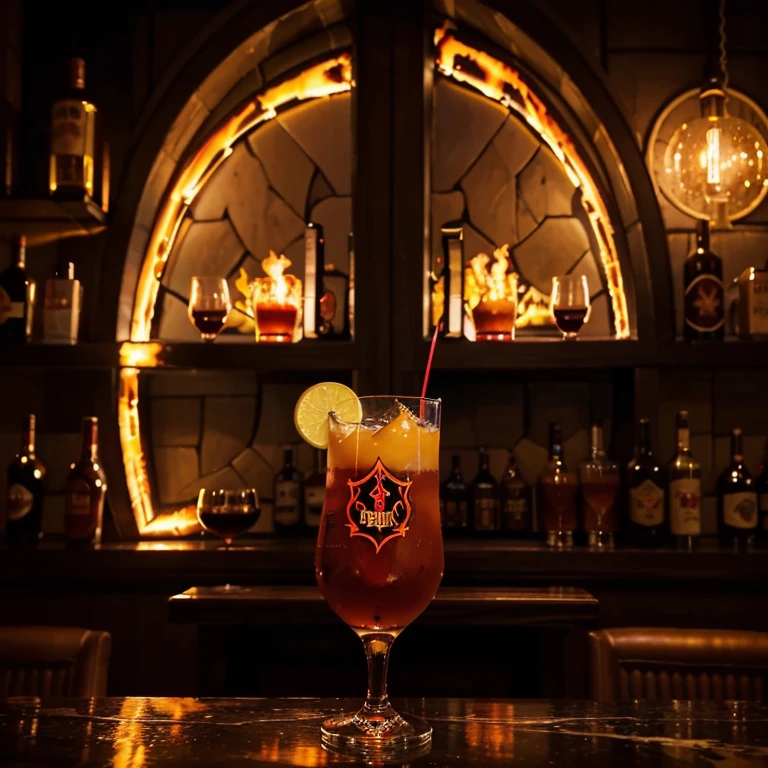 
"demon wings, fire and flames, Using symbols related to hell, such as the Devil&#39;s City, the &#39;Bar Hell&#39; logo was designed to be simple, colorful, and fascinating.. This store does not allow humans to leave, creating a fantastic atmosphere with sparkling fireworks flying around., It is clad in sumptuous marble and features a window-filled space where cocktails are served in fine wine glasses.. I think it will have a price range that is difficult to access., Presents an image of a very spacious and colorful bar.. The logo includes the words &#39;Bar Hell&#39; and an image of a cocktail bar featuring a fireworks show.