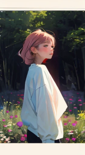 large beautiful garden,absurd, high resolution, very detailed, (1 woman : 1.3), BREAK Lomography, analog photography, vivid colors, soft focus, Light leakage, dreamlike atmosphere, experimental charm, Retro appeal BREAK color field painting, wide color, abstract expressionism, bold hues, emotional impact, atmospheric depth, Minimalist approach BREAK , Space exploration, celestial bodies, Astronomical phenomena, Scientific discoveries, Wonders'또 another 세계, ((masterpiece, best quality)), (1 woman), (Only), (focus on women), pale skinned, Color Grading, picture gloomy, Extreme quality, Rayonant, very detailed, very detailed 얼굴, Ultra HD 8K, ultra digital, Mythical, dark glare, analog photography, vivid colors, soft focus, Light leakage, dreamlike atmosphere, experimental charm, Retro appeal BREAK color field painting, wide color, abstract expressionism, bold hues, emotional impact, atmospheric depth, Minimalist approach BREAK, Beautiful girl, UHD (ultra detail) Observe viewers dressed in hip-hop-style street clothes, another, colourful, long, heavily dyed brown hair 🌈