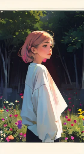 large beautiful garden,absurd, high resolution, very detailed, (1 woman : 1.3), BREAK Lomography, analog photography, vivid colors, soft focus, Light leakage, dreamlike atmosphere, experimental charm, Retro appeal BREAK color field painting, wide color, abstract expressionism, bold hues, emotional impact, atmospheric depth, Minimalist approach BREAK , Space exploration, celestial bodies, Astronomical phenomena, Scientific discoveries, Wonders'또 another 세계, ((masterpiece, best quality)), (1 woman), (Only), (focus on women), pale skinned, Color Grading, picture gloomy, Extreme quality, Rayonant, very detailed, very detailed 얼굴, Ultra HD 8K, ultra digital, Mythical, dark glare, analog photography, vivid colors, soft focus, Light leakage, dreamlike atmosphere, experimental charm, Retro appeal BREAK color field painting, wide color, abstract expressionism, bold hues, emotional impact, atmospheric depth, Minimalist approach BREAK, Beautiful girl, UHD (ultra detail) Observe viewers dressed in hip-hop-style street clothes, another, colourful, long, heavily dyed brown hair 🌈