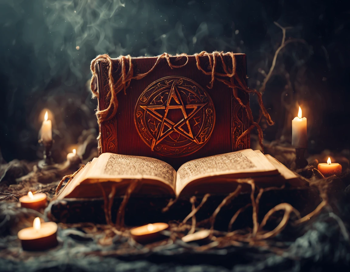 a wooden book with a pentagram on it, spell book, grimoire, lost grimoire, grimoire page, floating spellbook, spell casting wizard, spell casting, magic spells and weapons, magic book, game asset occult, fantasy game spell symbol, fantasy game spell, necronomicon style, holding grimoire, holding spell book