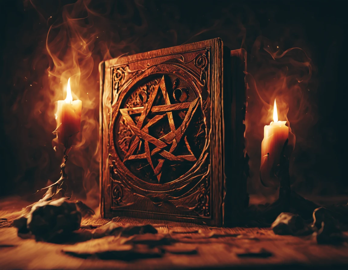 a wooden book with a pentagram on it, spell book, grimoire, lost grimoire, grimoire page, floating spellbook, spell casting wizard, spell casting, magic spells and weapons, magic book, game asset occult, fantasy game spell symbol, fantasy game spell, necronomicon style, holding grimoire, holding spell book