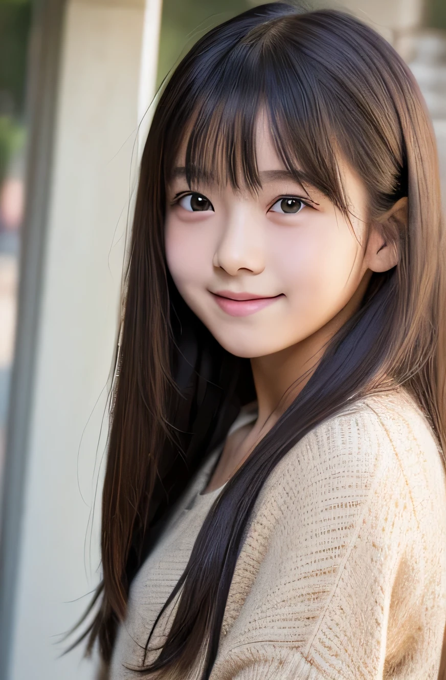 (top-quality、masterpiece:1.2)、Best Quality、realisitic、photoshot、hight resolution、1080p、8K、fine-textured skin、Physical Rendering、1 Japanese Girl、a 、kawaii、Young Face、Rolled hair、full of shyness、smile
