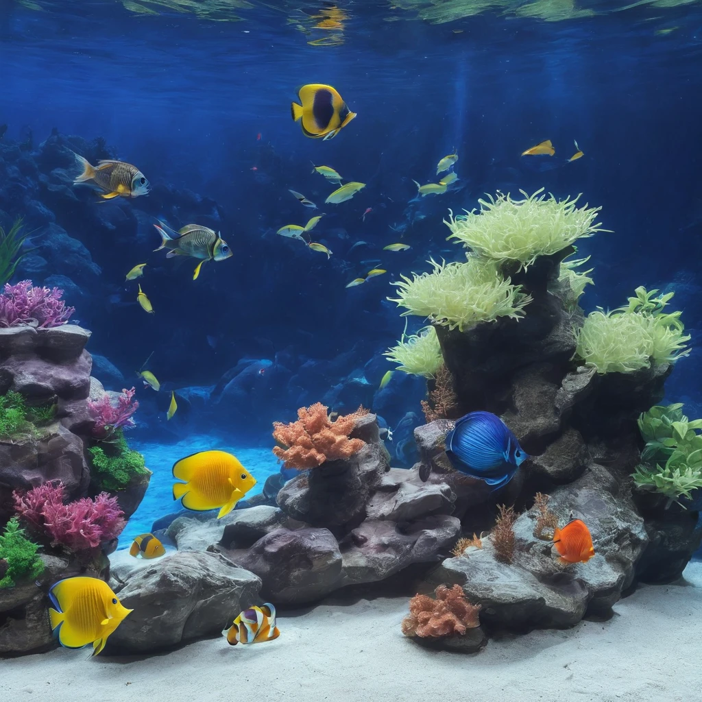Aquarium, School of Colorful Fish, Underwater Landscape, Aquarium, Beautiful Environment, Trending Photography, Underwater World, Fish Swimming.