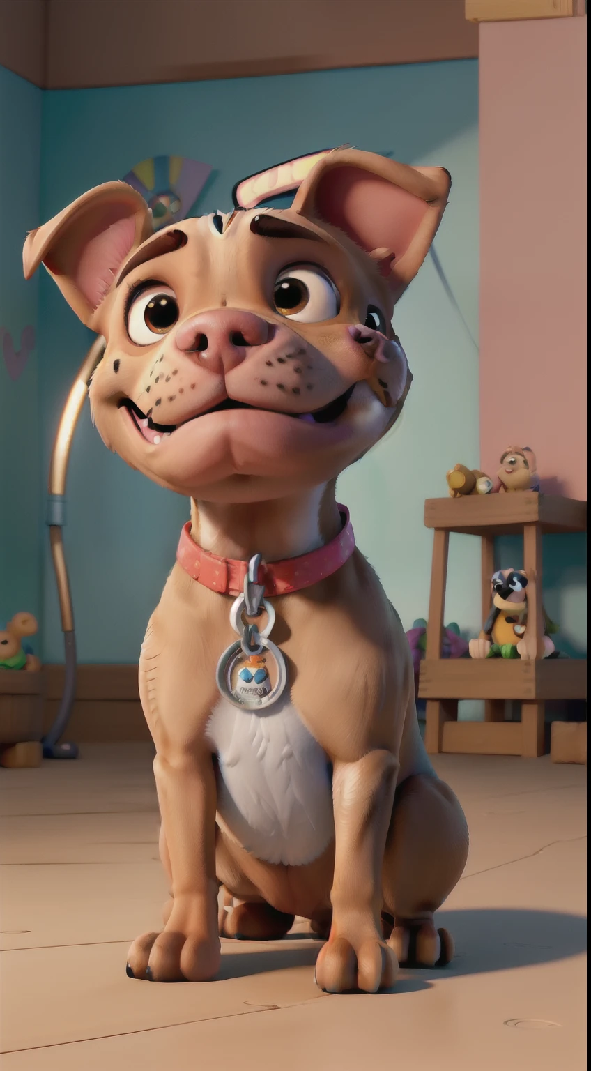 cachorro pit bull, realista ultra realista, estilo disney pixar
