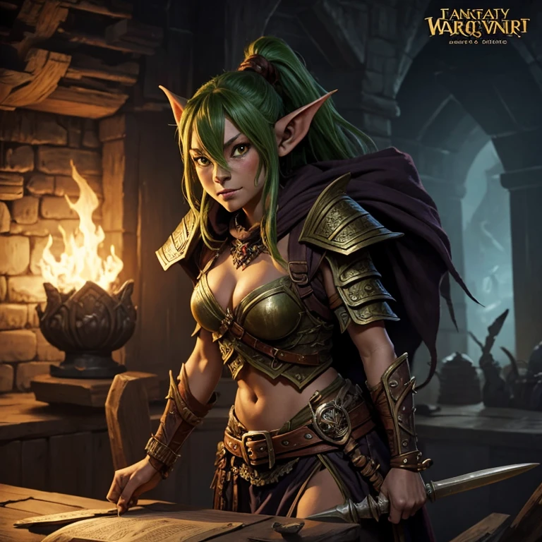 Fantasy dnd style goblin warrior female