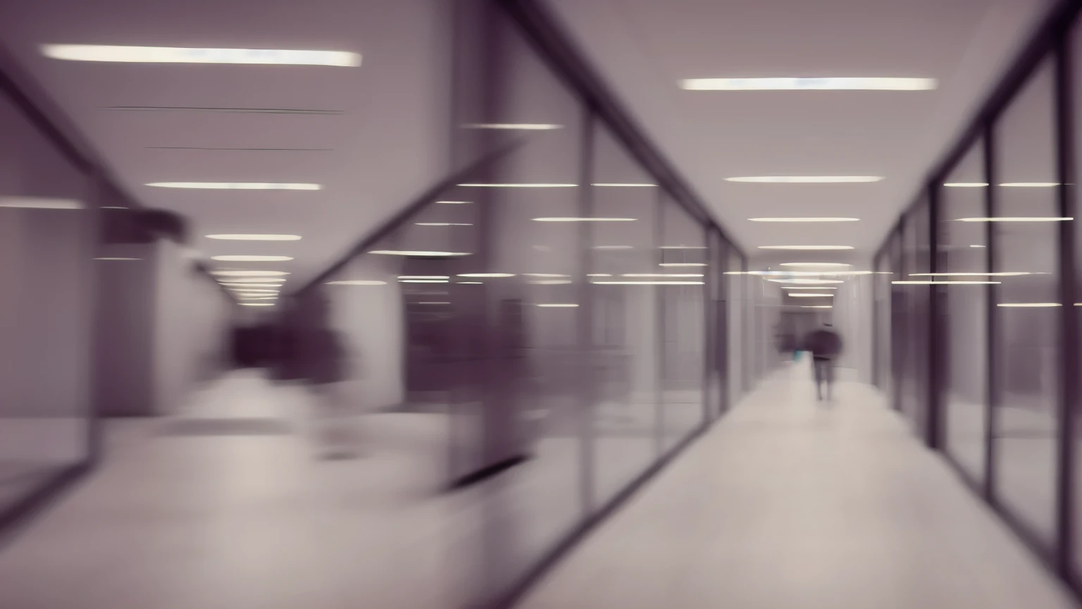 Abstract blurred office hall interior room. Blurry corridor in working space with defocused effect. Use for background or backdrop in business concept