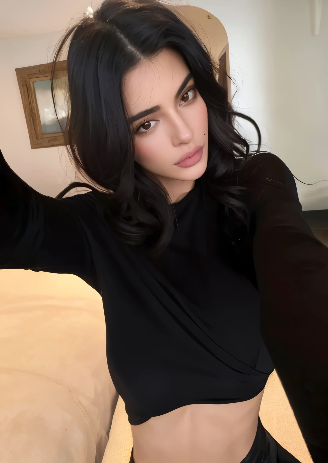 arafed woman in a tapa negra and black pants posing for a picture, Kylie Jenner, Kendall Jenner, Dua Lipa, Kylie Jenner as catwoman, modelo de instagram, violeta myers, julia fuentes, imagen filtrada, hermosa dama, Alexa 65, Alexa65, Emily Ratajkowski, cristina kritkou, tapa negra, 18 años, mirada sexy