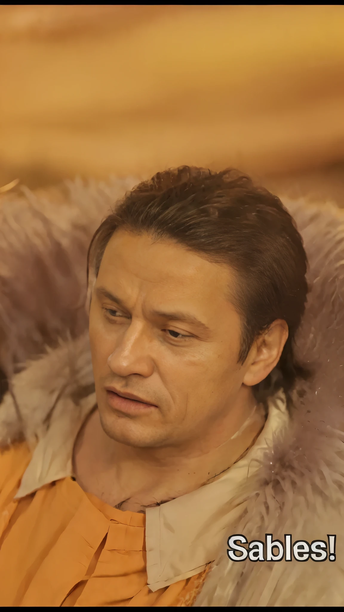 (masterpiece), (realistic), (ultra detailed), ( high reest quality), (photorealistic), (perfect face), (perfect anatomy), (((man))), (((male))), (((Russian people))), (((40 years old))), (((muscular))), (((solo))), crocodile from one piece, crocodile, long hair style combed back, one strand of hair in front of the face, wearing a black robe with white feathers, wearing a brown neckband, wearing black clothes, the character full anger, (((the character opens his mouth wide)))