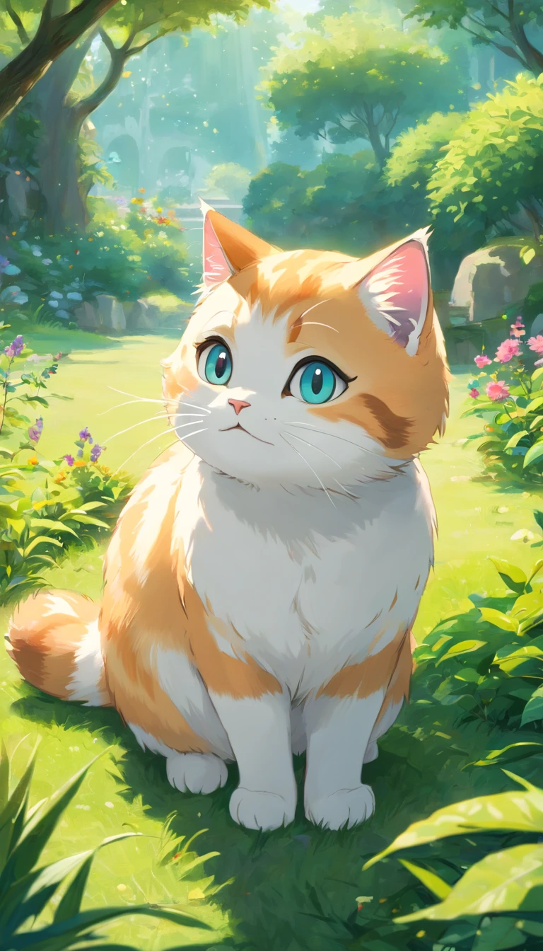 (top-quality,4K,8K,A high resolution,tmasterpiece:1.2),ultra - detailed,(Realist,Photorealist,Photorealist:1.37),Beautiful fece,A detailed eye,Detailed lips,The is very detailed,Beautiful fece,Naughty cat in the garden,brightened light,brightened light,magic lighting,Cute 3d rendering,Beautiful artwork,Nice bright lighting,Amazingly bright light,beautiful digital art,adorable digital art,Cute cat,Capricious cat,Charming bright light,Glamorous digital art,Beautiful and shiny creatures,Cute whimsical cat,Magic scenes