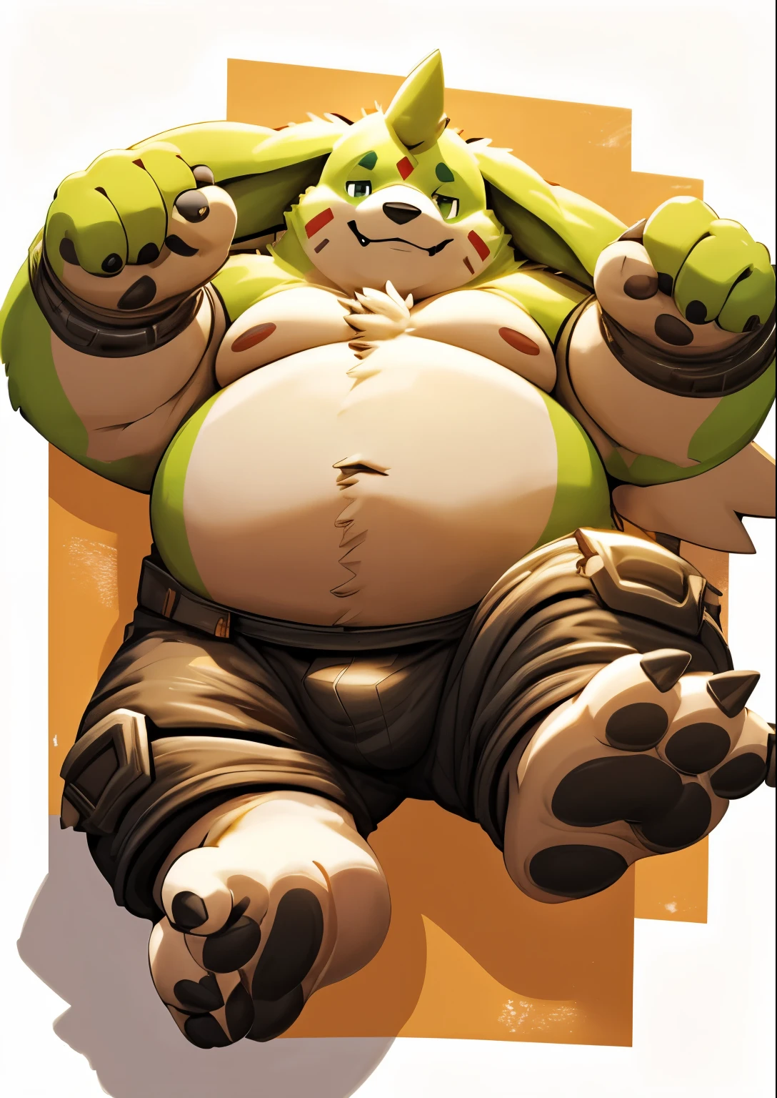 alone,male,chubby,Fat minora,Shirtless,victory pose, alone, detailed, high resolution,, masterpiece,Excessive obesity,Obesity in the extremities,Lift your feet,foot in the air,correct body proportions,overweight,briefig bulge,Gargomon,roadhog