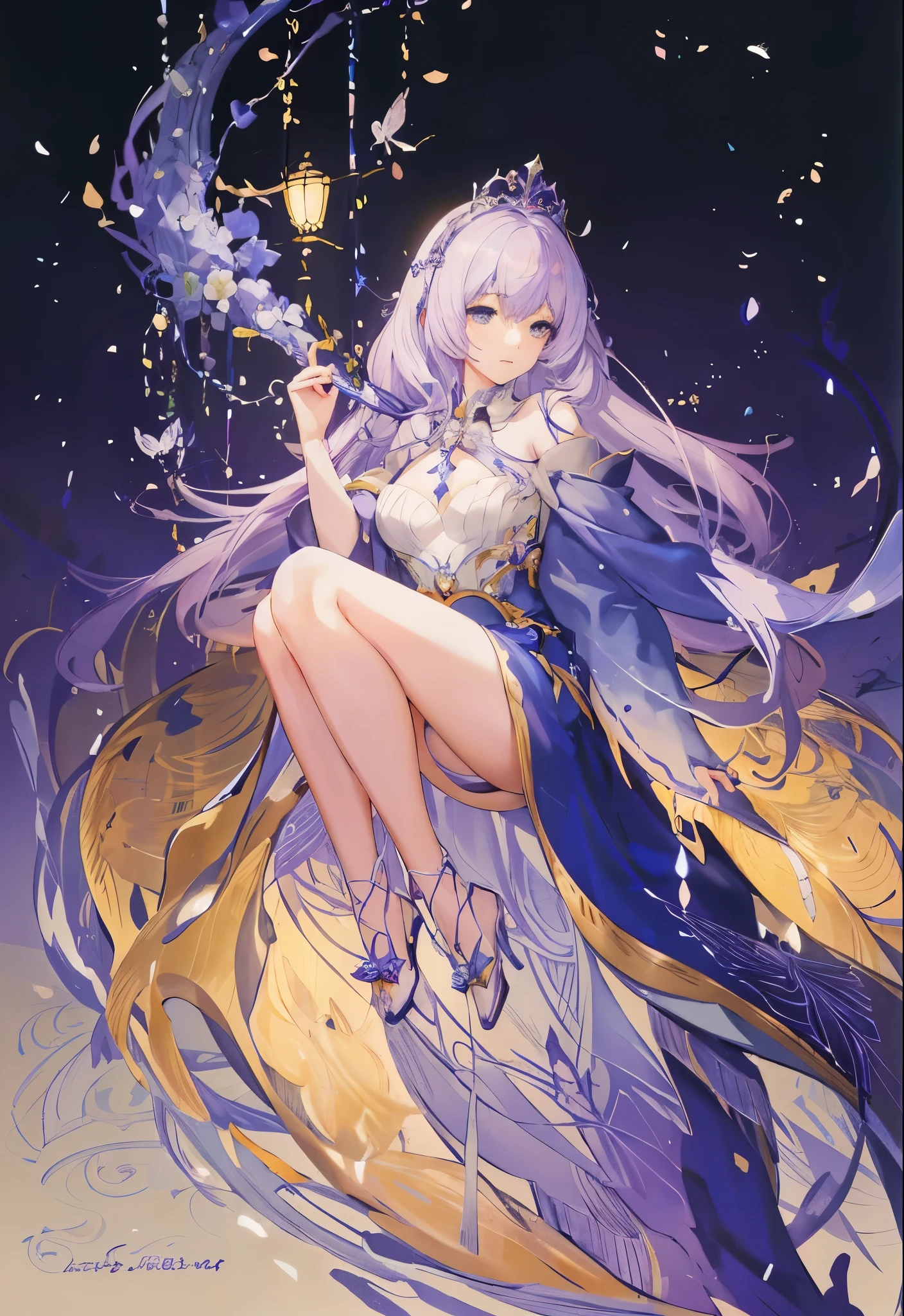 1女孩，anime girl with butterfly headpiece and blue dress, fantasy art style, ((a beautiful fantasy empress)), 8k high quality detailed art, beautiful anime portrait, beautiful fantasy anime, beautiful anime style, anime fantasy illustration, aesthetic cute with flutter, detailed digital anime art, beautiful anime art style, astral fairy, artwork in the style of guweiz
