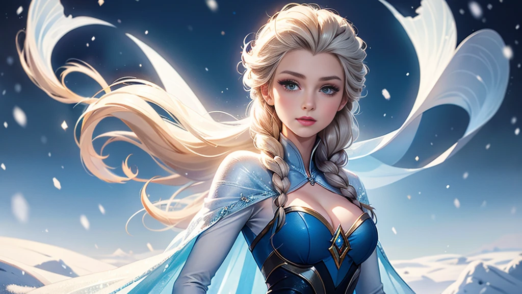 Queen Elsa,whole body,Breasts are super big,Snow background,ios deep scene,Insect slit details