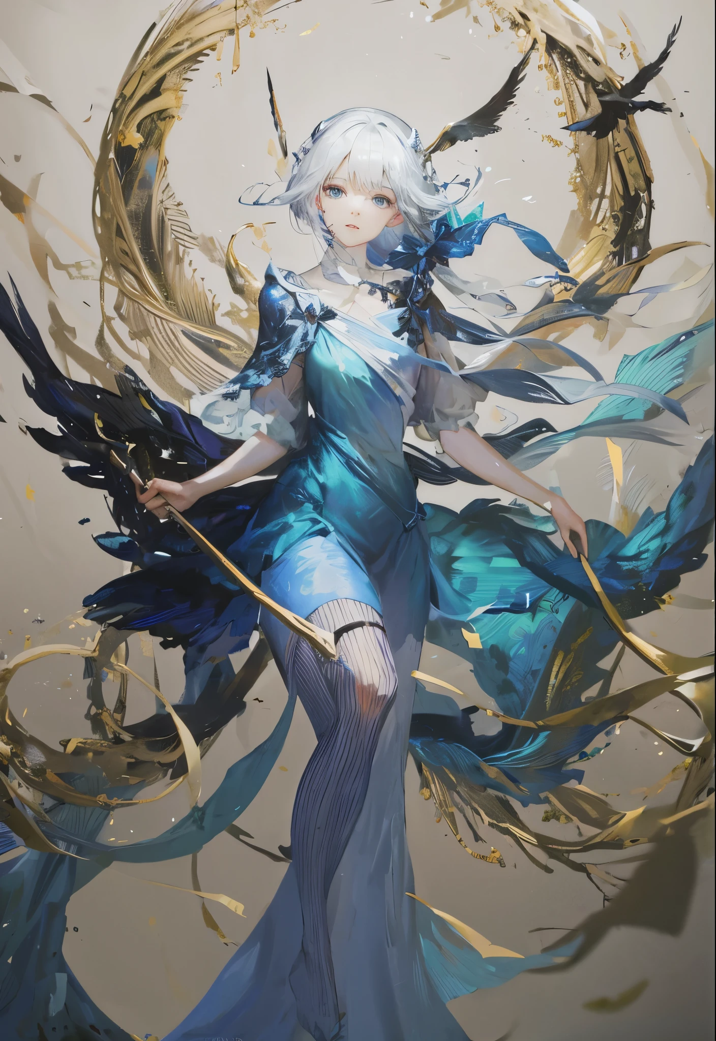 anime girl with butterfly wings and blue dress holding a butterfly, fantasy art style, beautiful character painting, by Yang J, beautiful young wind spirit, beautiful fantasy anime, 8k high quality detailed art, with beautiful wings, beautiful fantasy art, beautiful digital artwork, a beautiful fantasy empress, digital fantasy art ), by Li Song, artwork in the style of guweiz