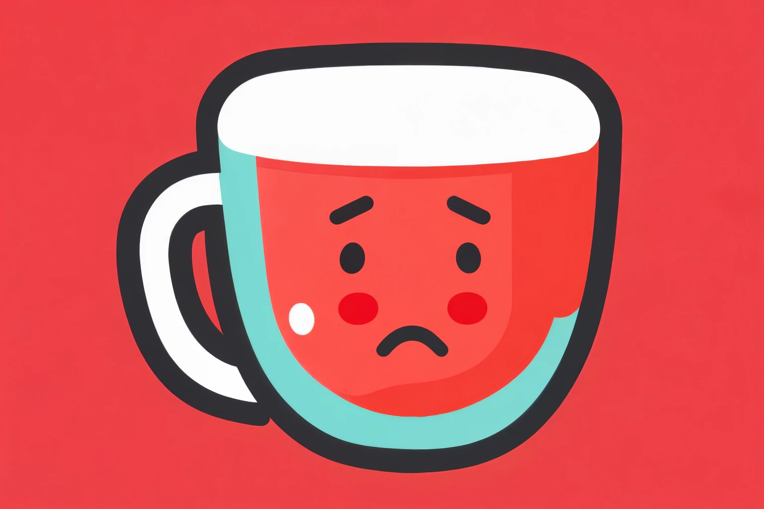2d flat color icon, craving blood icon, simple icon, blood drinking icon, sad face drinking blood