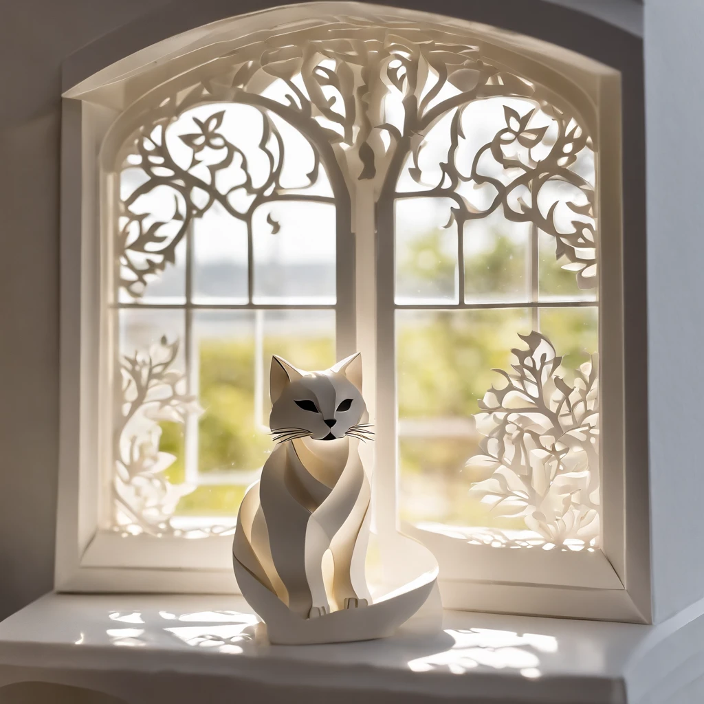 Gentle photo of a kitten napping by a sunny window, indoor setting, Nikon Z6, portrait lens, domestic tranquility, soft sunlight.
