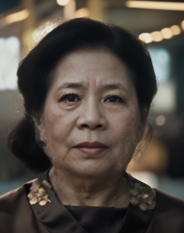 Photograph portrait of a woman asian, chinese,70 year old, detailed background, detailed face, cinematic 4k epic detailed photograph shot on Kodak detailed bokeh cinematic, HBO dark moody, vogue magazine,