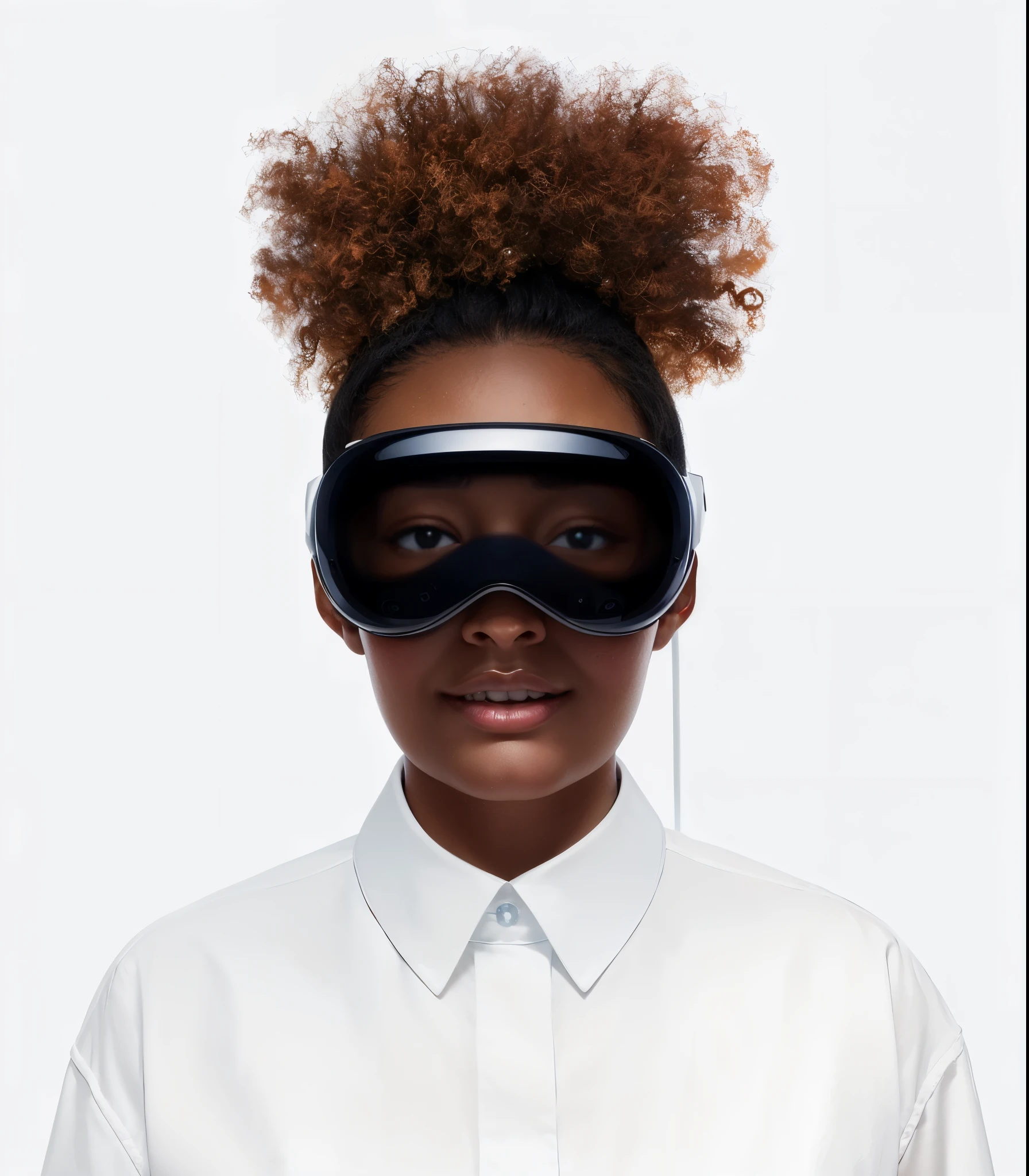 there is a woman with a blindfold and a pair of goggles on her head, sleek oled blue visor for eyes, oled visor over eyes, oled visor for eyes, futuristic vr headset, glass oled visor head, futuristic ar glasses, wearing vr goggles, wearing vr, tech glasses, wearing a vr-headset, wearing a vr headset, wearing vr glasses