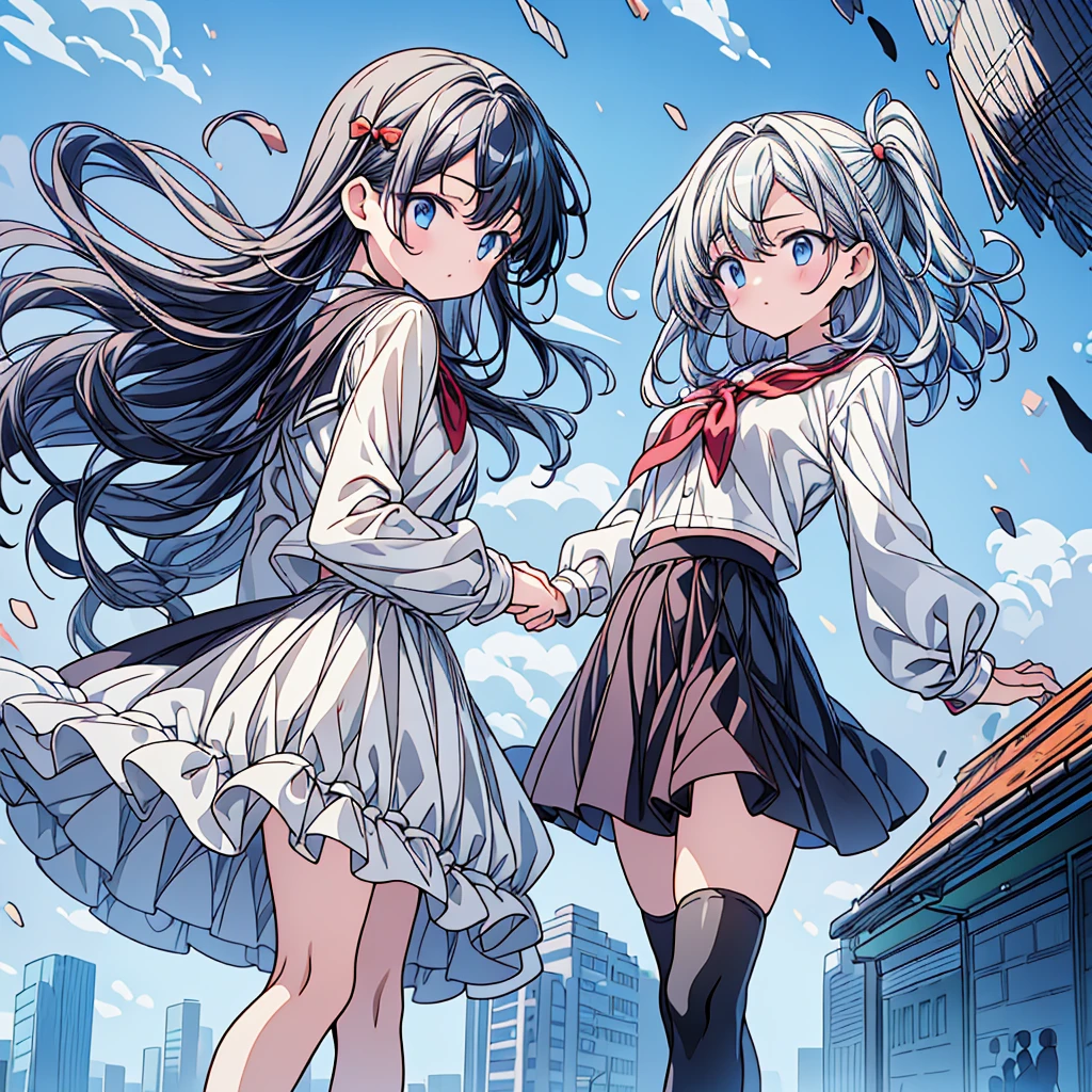NSFW、master piece、high quality、high resolution、High resolution、high contrast、Angle looking up from diagonally below、Realistic anime style、Rich and delicate drawings、whole body、cute girl in a skirt、The strong wind is blowing and my hair is messed up、(The strong wind is blowing up my skirt、Pose holding the skirt with hand:1.4) 、white breath、A surprised and embarrassed look、(There are many people walking around the city in winter, and everyone is watching.)