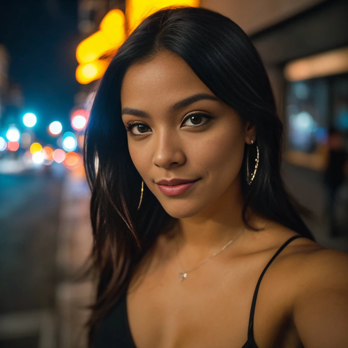 (selfie, vista do topo: 1.4), ( reta com  corpo inteiro: 1.4), Foto de retrato RAW UHD de uma loira de 24 anos (mulher de olhos azuis) caminhando por um beco escuro, seios grandes,, city at noite, (vestir), (Decote), detalhes (Texturas! , cabelo! , brilho, cor!! , desvantagens: 1.1), olhos brilhantes com alto detalhe (Looking at the camera), SLR Lighting, SLR Camera, ultra-qualidade, nitidez, profundidade de campo, Film grain (Centro), Fujifilm XT3, claro como cristal, frame Centro, Rosto bonito, sharp focus, street lamp, neon lighting, Bokeh (mal iluminado), noite, (noite sky), poros detalhados da pele, Pele oleosa, queimadura solar, complex eye detalhes, corpo todo, seios grandes