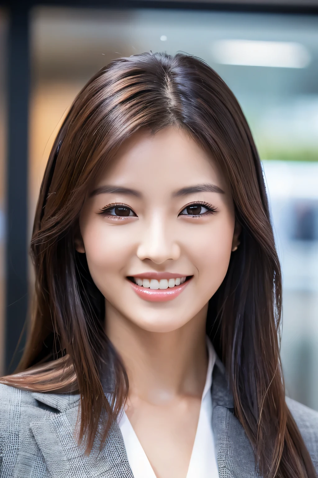 highest resolution, 4K, masterpiece: 1.3), japanese mature, women pictures, sexy: 1.1, fine eyes, slender body shape, realistic teeth, double eyelid, smile, whole body, highest quality, become familiar with, beauty, At the office, women&#39;s business suit wear