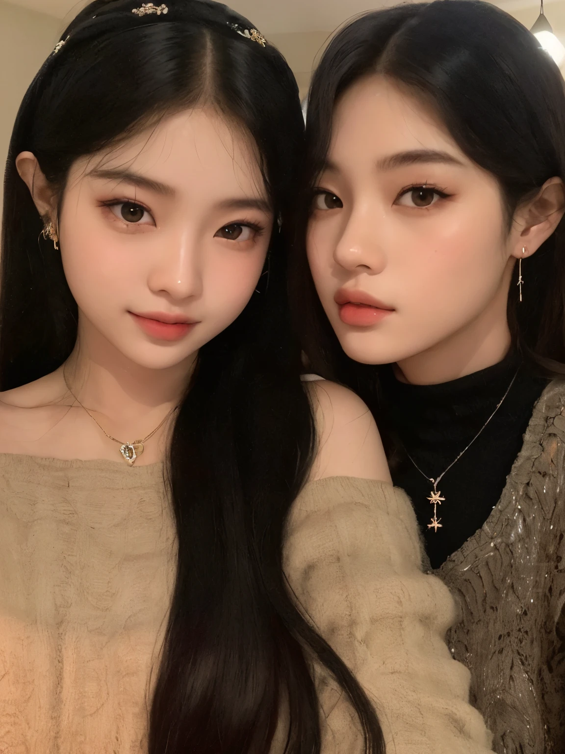 Duas jovens posando para uma foto em uma sala., Ulzzang, Jinyoung Shin, jennie blackpink, jaeyeon nam, com preto, imagem de perfil, Rosa preta, gongbi, Xisionwu, com hera, lindas gêmeas geminianas, taejune kim, Jossi de Blackpink, com um gêmeo, Nixeu e Sakimichan, # oc, #oc