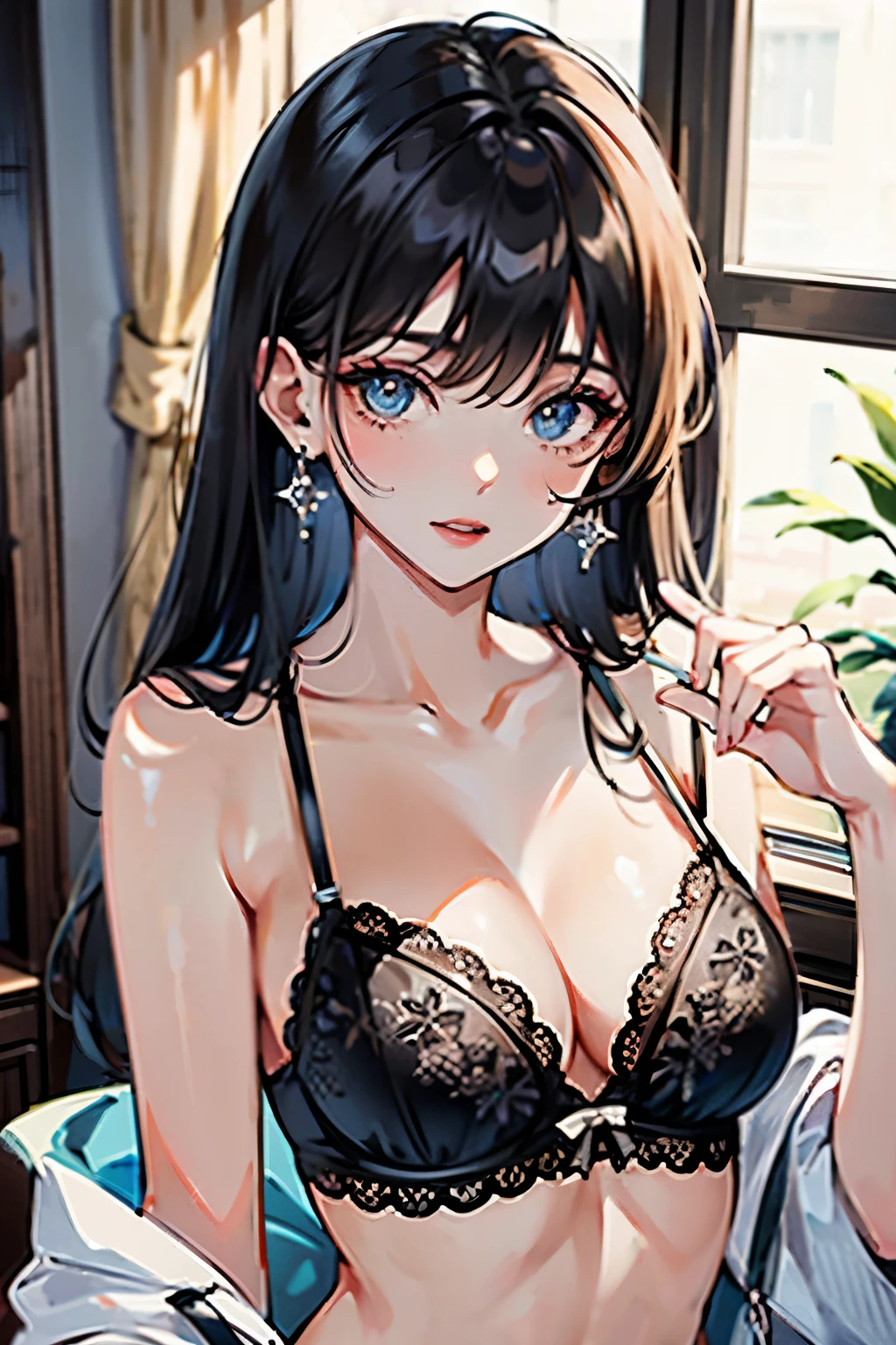 girl，Erotic lingerie，Upper body，
