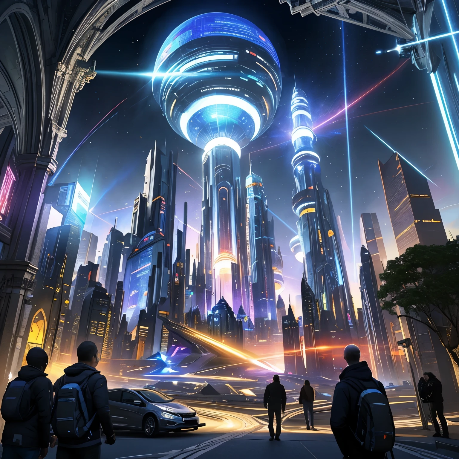 ((top quality, 8k, masterpiece: 1.3))，futuristic city，Time and space concept art，Fantasy sense of future technology，High-tech blue shift rendering，Large scenes，16k resolution concept art，8K resolution concept art，8K concept art，8k high detail concept art，Fantasy sci-fi city，Atmospheric concept art，8K concept art，colorful glare，Metaverse space scene，Lines of light，Dynamic，Beautiful sense of technology，Light painting rendering，nobody