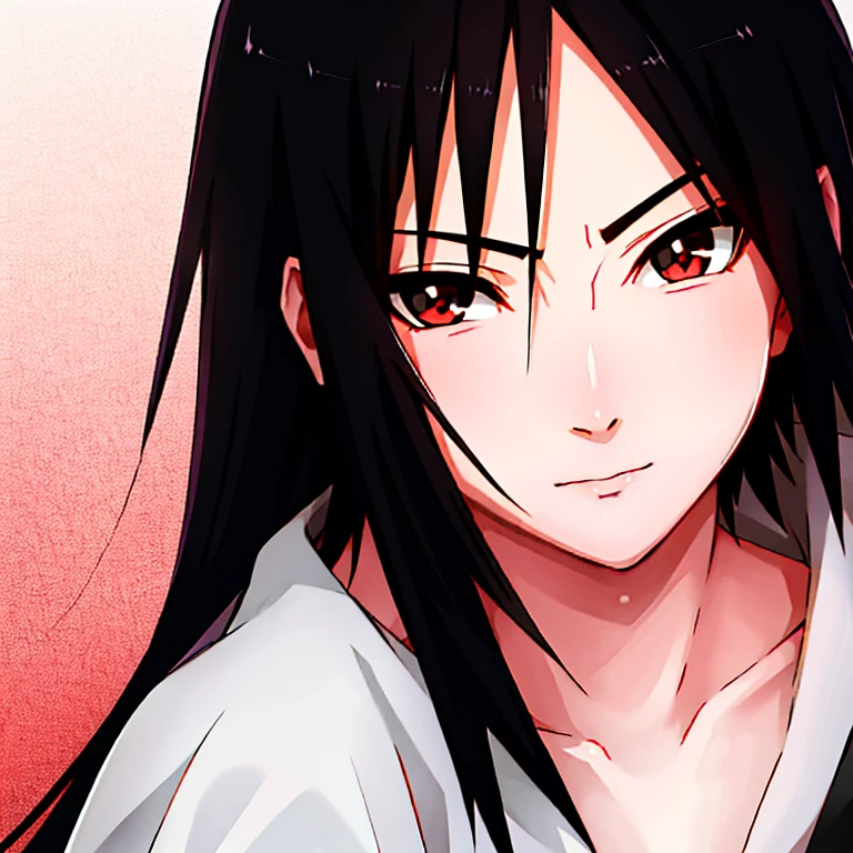 (high quality，Super detailed), illustration, Like Uchiha Sasuke, expressionless，Waist length black hair, straight hair black eyes