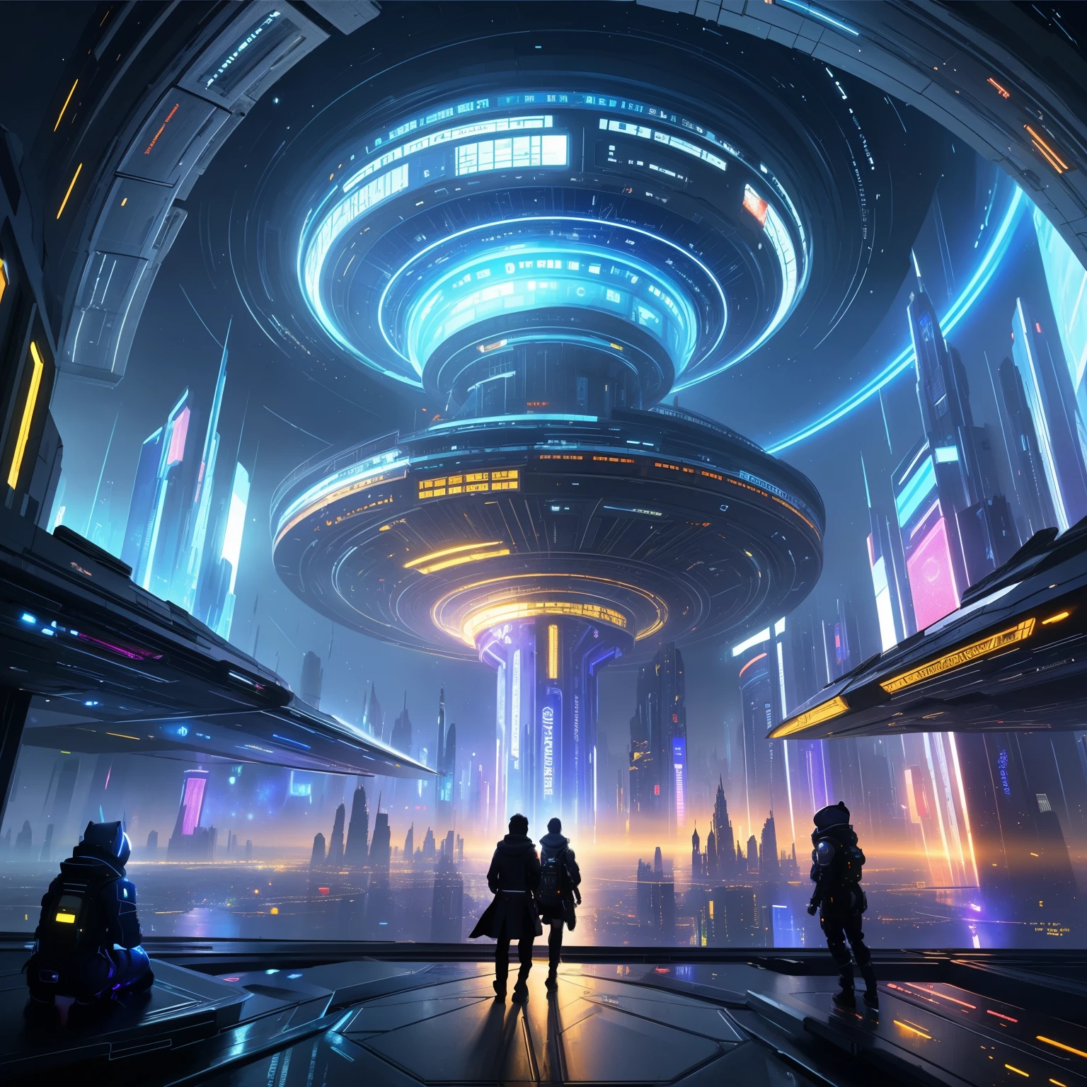((top quality, 8k, masterpiece: 1.3))，futuristic city，Time and space concept art，Fantasy sense of future technology，High-tech blue shift rendering，Large scenes，16k resolution concept art，8K resolution concept art，8K concept art，8k high detail concept art，Fantasy sci-fi city，Atmospheric concept art，8K concept art，colorful glare，Metaverse space scene，Lines of light，Dynamic，nobody