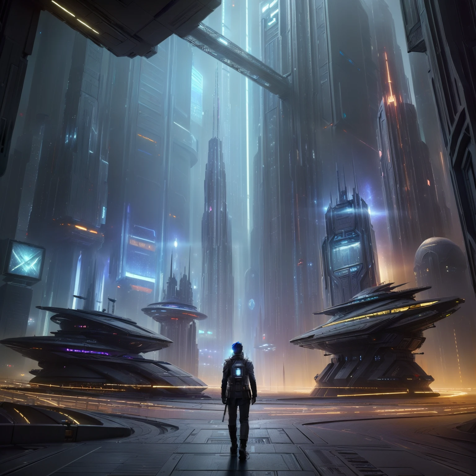 ((top quality, 8k, masterpiece: 1.3)), futuristic city，Time and space concept art，Large scenes，16k resolution concept art，8K resolution concept art，8K concept art，8k high detail concept art，Fantasy sci-fi city，Atmospheric concept art，8K concept art，colorful glare