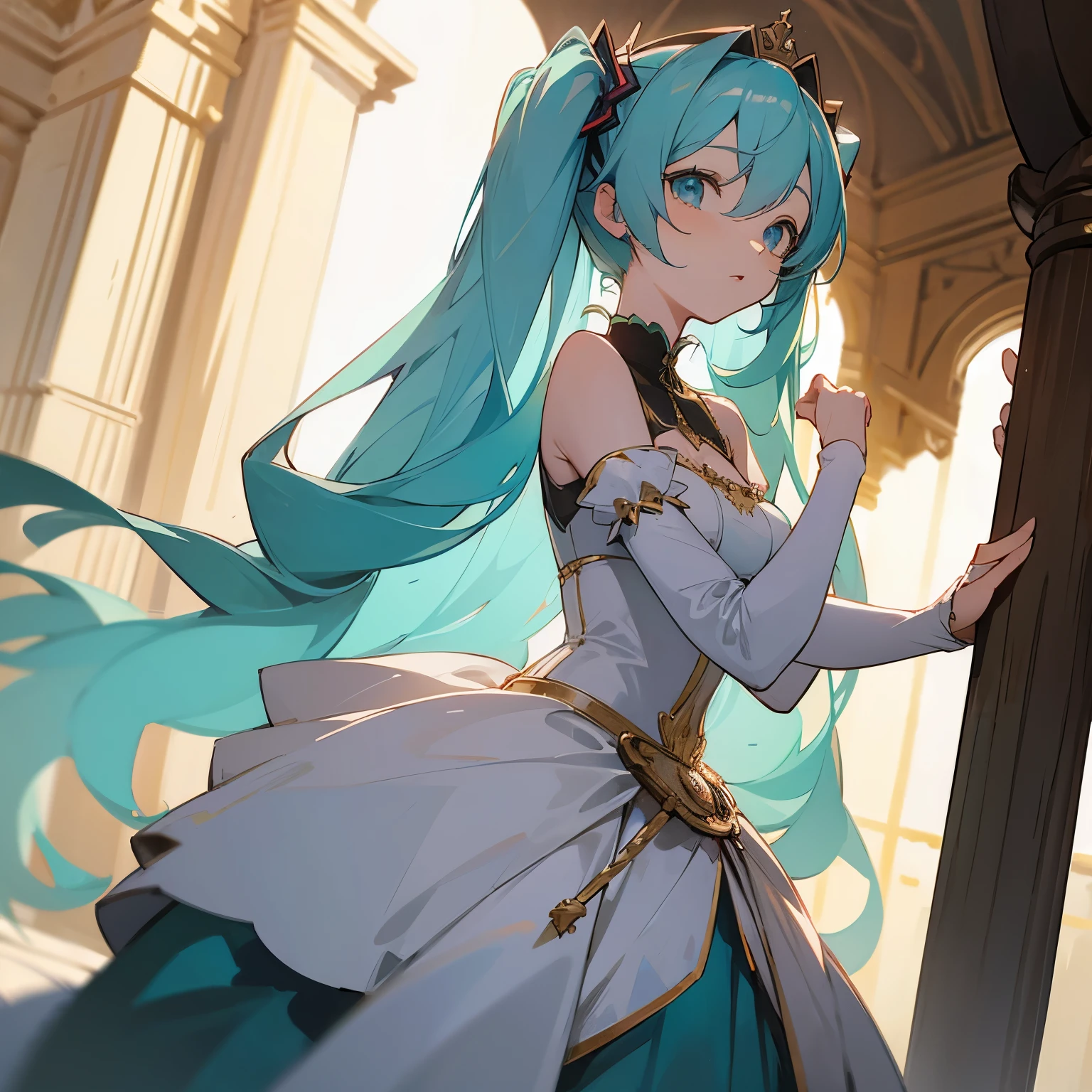 Hatsune Miku、palace、medieval lady,dress