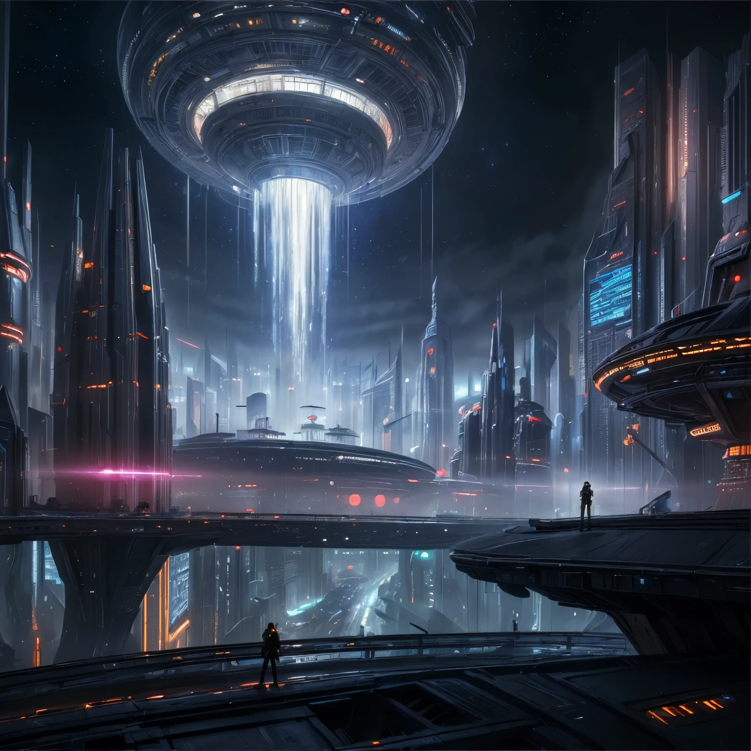 ((top quality, 8k, masterpiece: 1.3)), futuristic city,Time and space concept art,Large scenes,16k resolution concept art,8K resolution concept art,8K concept art,8k high detail concept art,Fantasy sci-fi city,Atmospheric concept art,8K concept art