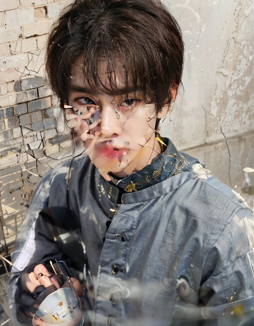 there is a man holding a glass of water in his hand, kim doyoung, jinyoung shin, hyung tae, jung jaehyun, taejune kim, hong june hyung, best artist, cai xukun, inspired by Bian Shoumin, yanjun chengt, bladee from drain gang, shin jeongho, seseon yoon, sha xi, yan
