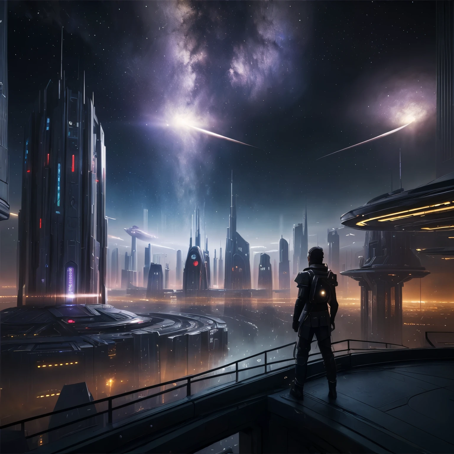 ((top quality, 8k, masterpiece: 1.3)), futuristic city，Time and space concept art，Large scenes，16k resolution concept art，8K resolution concept art，8K concept art，8k high detail concept art，Fantasy sci-fi city，Atmospheric concept art，8K concept art