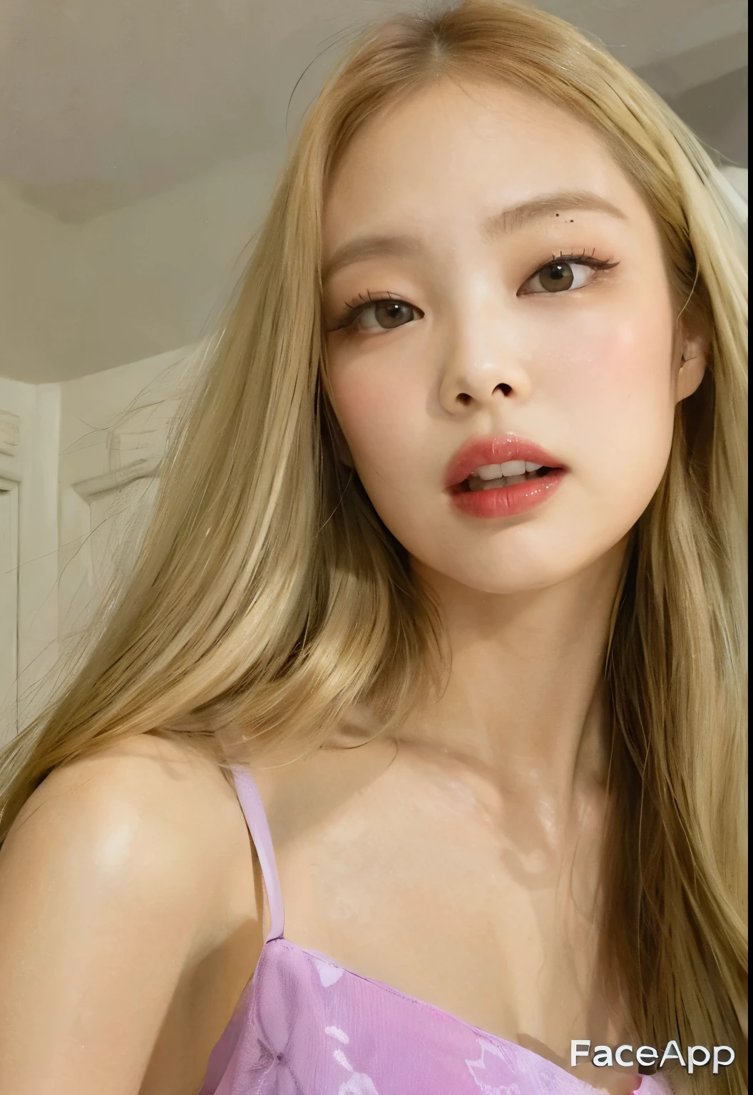((Midnight, Best quality, 8k, Masterpiece :1.3)), Whole body, Long legs, Sharp focus :1.2, A pretty woman with perfect figure :1.4, Slender abs, thigh :1.1, ((bright yellow hair, Big breasts :1.2)), (naked, laying down :1.2), ((bed :1.3)), Highly detailed face and skin texture, Detailed eyes, Double eyelid, closer look, happy face, ponytail, from above