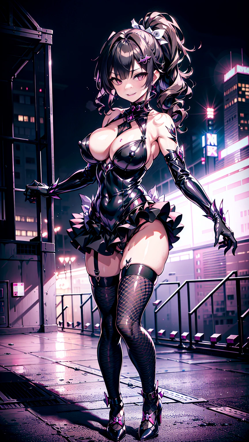 {nsfw dark Makoto Kino:1.1}, beautiful detailed eyes, ultra detailed, corruption, evil fall, pubic tattoo, dark aura, full body
1girl, full body,(evil Makoto Kino:1.1)++++++,((1girl, solo female, solo, solo focus:1,5))+, 1girl, solo female, mature female, standing, full body, evil, dark persona, bad end, contrapposto, villain, dark heroine,
lips, eyelashes, pubic hair, innie, evil grin, evil smile, sadistic, erotic lips, seductive evil red eyes, provocative expression, big breasts, erect nipples visible through clothing, piercing, erect nipples visible through clothing, collarbone, Brown hair, evil eyes, ponytail hair, beautiful detailed evil green eyes,
between labia, fingerless_gloves, corrupted magical girl costume, frill, evil smile, panties,
(slutty dark magical girl clothes ), indifference,(beautiful detailed background), (tokyo city skyline:1), (rooftop:1),best quality, (beautiful lighting:1),